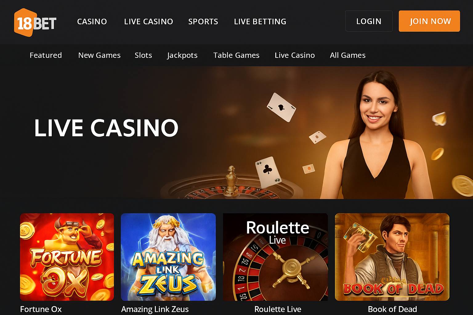 Jogos de cassino online 18BET