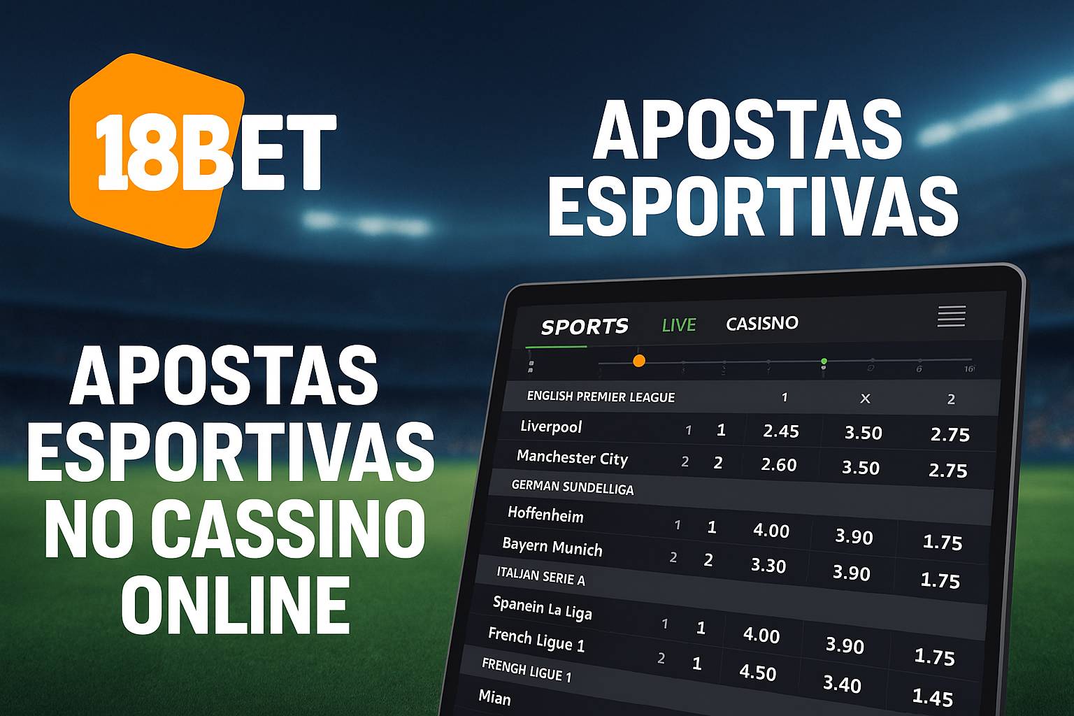 Apostas esportivas no cassino online 18BET